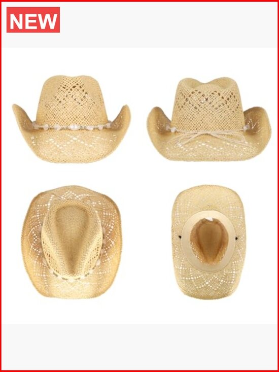 Straw Cowboy Western Hat with Decorative Bands, One Size Fit main image 6